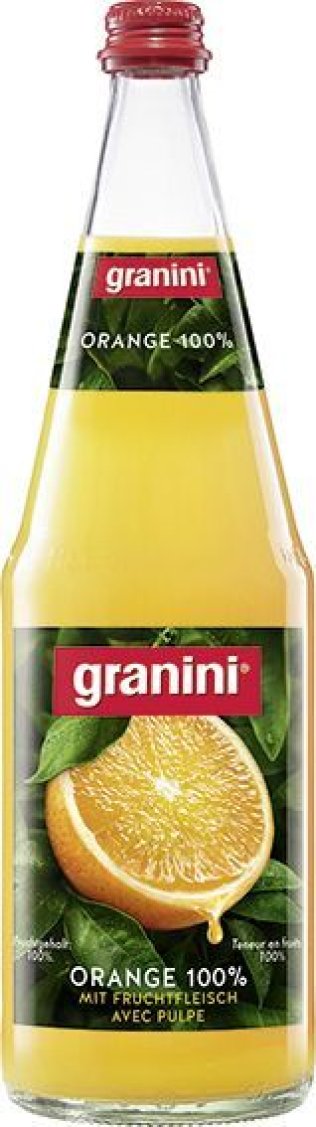 granini Orange reiner Saft mit Fruchtfleisch 6x1L Glas MW