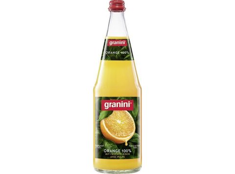 granini Orange reiner Saft mit Fruchtfleisch 6x1L Glas MW